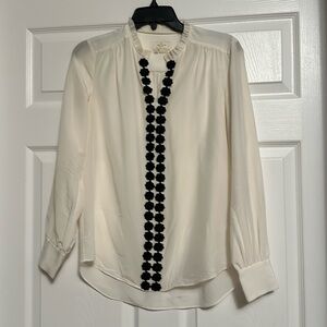 Kate Spade floral lace trim silk pullover blouse Sz xsmall